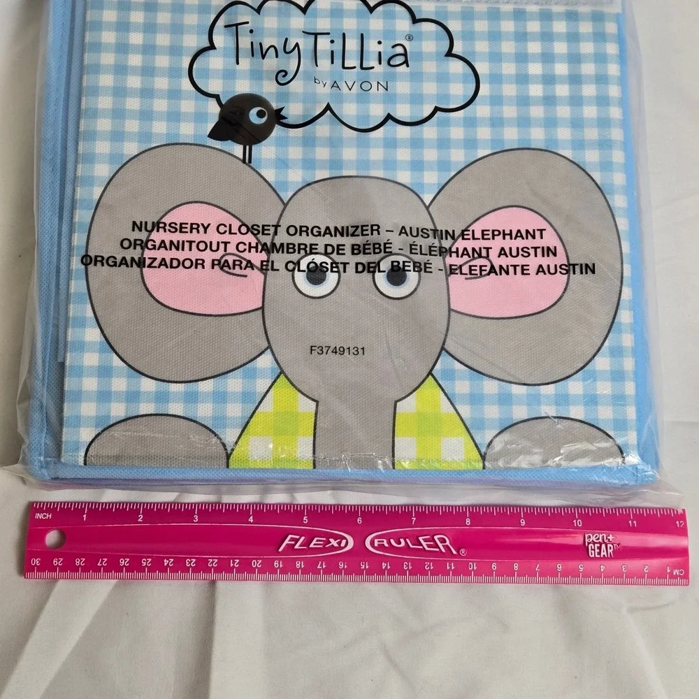 Avon Tiny Tillia Austin Elephant Hanging Nursery Closet Organizer Blue New